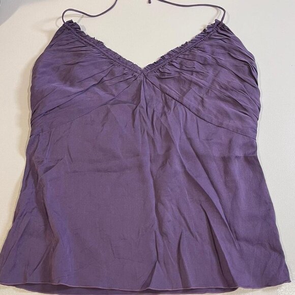 y2k vintage purple silk halter tie tank top size xs - Picture 2 of 9